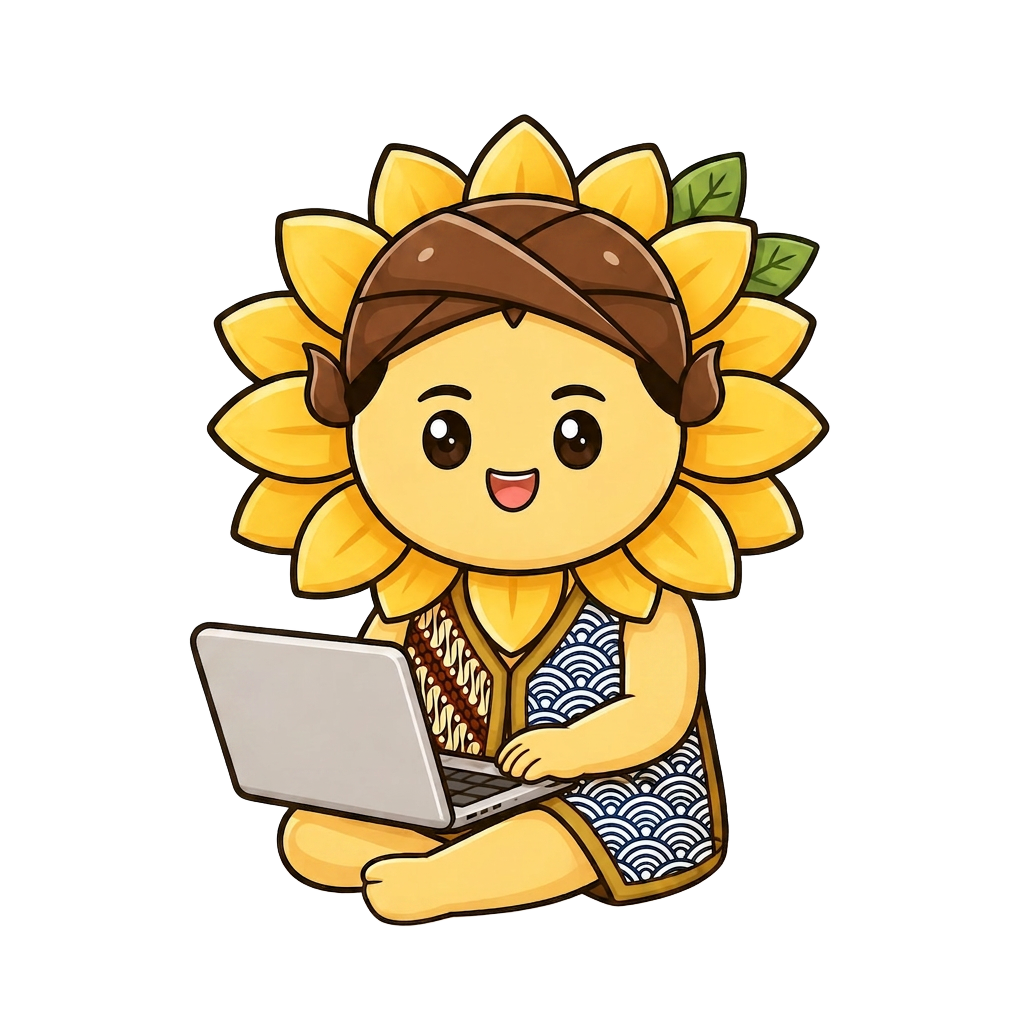 Maskot Himawari IndJapan menyambut belajar JLPT